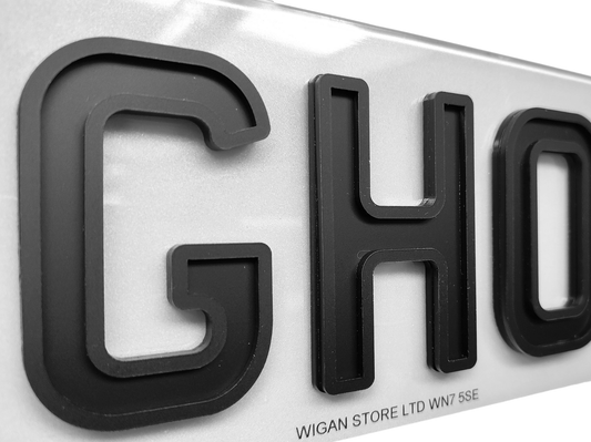 HEX/ Lambo Road Legal Number Plate in Matte Inner Matte Outline Ghost