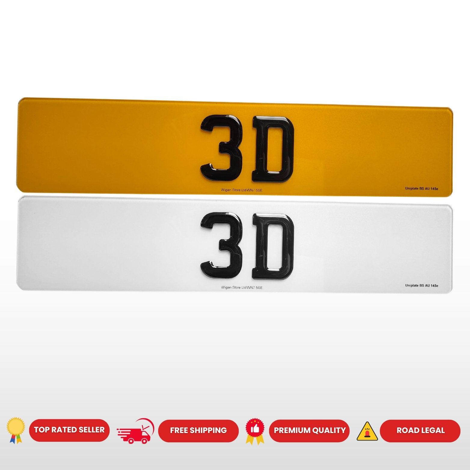 3D Gel Gloss Black Road Legal Number Plates, MOT Friendly, 520mm x 111mm, Standard Oblong 3d gel number plate, Oralite or Nikalite Branded, Car/Van/Trailer Number Plate