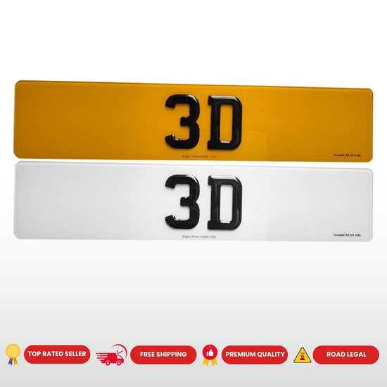 3D Gel Gloss Black Road Legal Number Plates, MOT Friendly, 520mm x 111mm, Standard Oblong 3d gel number plate, Oralite or Nikalite Branded, Car/Van/Trailer Number Plate