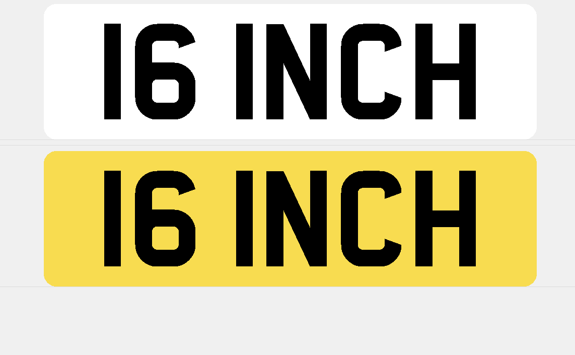 short road legal number plate 16inch, 14inch, 18inch 13.5inch, 11inch short road legal number plates