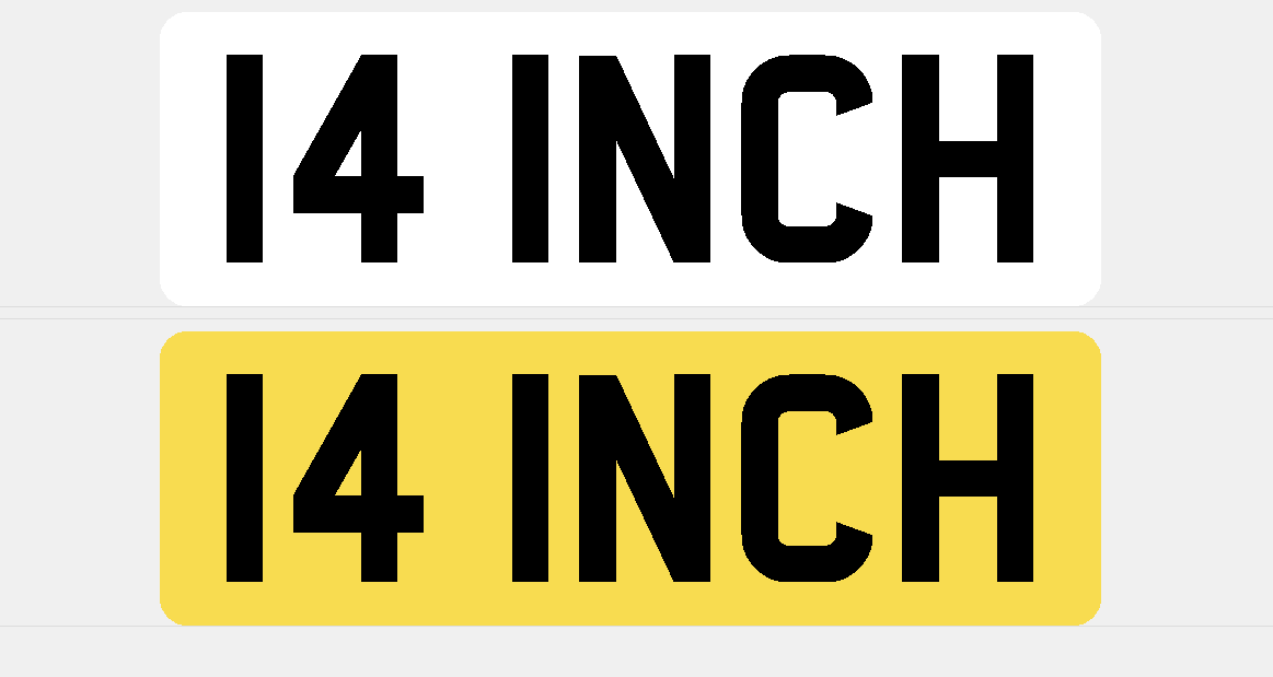 short road legal number plate 16inch, 14inch, 18inch 13.5inch, 11inch short road legal number plates