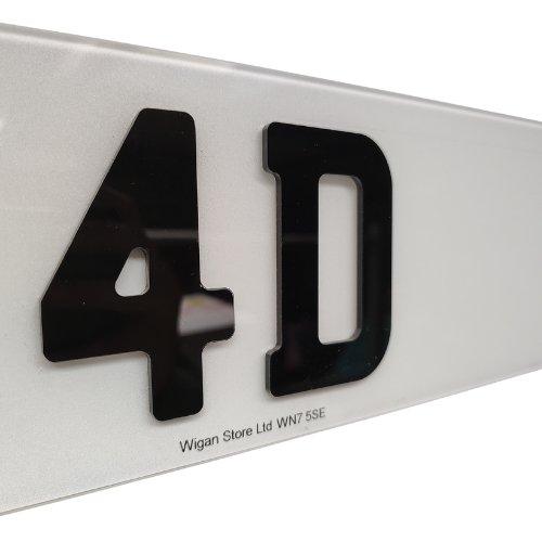 Pair Of 4D 3mm Acrylic Number Plates, Gloss Black, Road Legal Plates, Car/Van/Trailer - Leigh Number Plates