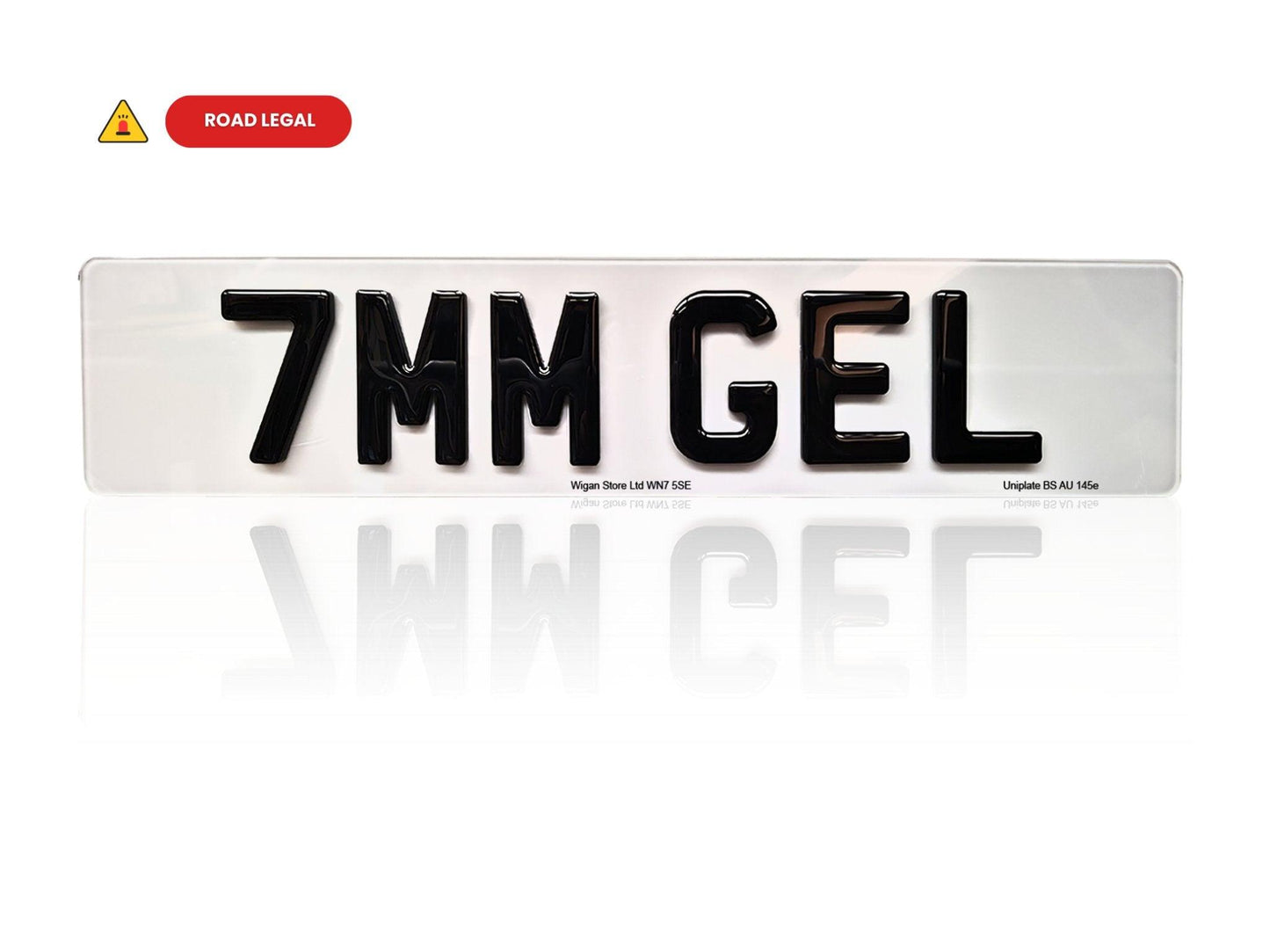 4d 7mm gel road legal number plate, pair of front and rear car, van, trailer number plate 5d